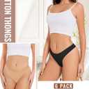 Sunm Boutique Cotton Thongs for Women, No Show Underwear for Women Pack, Sexy Low Rise Ladies Panties (Black, M)