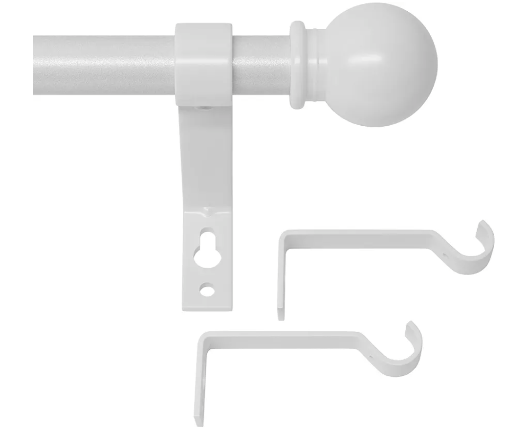 White Curtain Rods for Windows 44x8x5, Heavy Duty Curtain Rod Set with Brackets, Decorative Adjustable Curtain Rods for Bedroom, Living Room