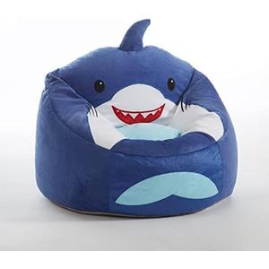 Heritage Kids Shark Round Figural Kids Bean Bag Chair, Blue, Large
