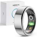 Hertz P1 Smart Ring for Women & Men - (Size 11) 24/7 Health Metrics Fitness Ring, Tracks 20+ Biometrics, 6 Day Battery Life, Waterproof Stainless Steel, Free APP for iOS Android, No Subscription (Silver)