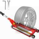 Portable Tire Jack Tool with Removable Handle, Tire Lifting Tool Detachable Metal Sliding Lock‑in Grip Handle, Roller Plate, Saving Wheel Lifter for Car SUV, Tire Removal