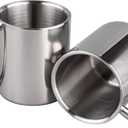 IMEEA Unbreakable Mugs for Kids Double Walled Camping Coffee Mugs 7.5oz/220ml Stainless Steel Mug with Handle, Set of 2 (Silver)
