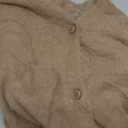 COZYPOIN Womens Fuzzy Mohair Cardigan Open Front Button Down V Neck Long Sleeve Sweater Slouchy Drop Shoulder Knit Coat (M, Khaki)