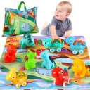 ALASOU 9 PCS Dinosaur Fantastic Creatures Car Toys with Playmat/Storage Bag|Baby Toys for 1 Year Old Boy|1st Christmas Birthday Gifts for Stocking Stuffers Toddler|1 2 Year Old Boy Gift for Infant