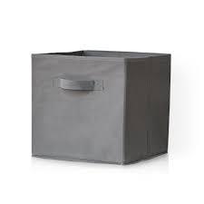 Cara Fabric Cube Storage Box , Large, Grey