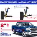 KSP 2in Front Lift Kits for Ram 1500 2009-2026, 2" Leveling Lift Kit for 2009-2026 Dodge Ram 1500 4WD, 2005-2011 Dakota 2WD 4WD, Aluminum Suspension Level Kit CNC Strut Spacers For Pick Up