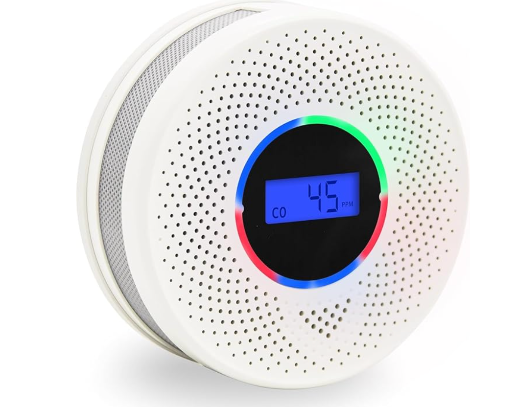 10-Year Battery Smoke and Carbon Monoxide Detector, 2-in-1 Smoke CO Alarm with Digital Display, Reliable Fire and CO Alarm for Home, Bedroom, Kitchen (1 Pack)