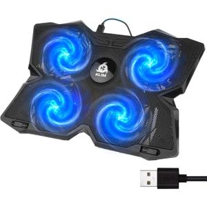 KLIM Wind Laptop Cooling Pad - More Than 500 000 Units Sold - New Version - The Most Powerful Rapid Action Cooling Fan - Laptop Stand with 4 Cooling Fans at 1200 RPM - USB Fan - PS5 PS4 - Blue
