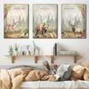 3Pcs Woodland Animal Nursery Wall Art Wild Animals Forest Posters Prints Deer Bear rabbit Christian Canvas Wall Decor for Boys Room Girls Room painting pictures Framed, 16"L x 24"W