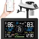 WiFi Weather Station Wireless Indoor Outdoor, Thermometer with Rain Gauge and Wind Speed/Direction, Large Display