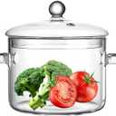 Clear Glass Safe Borosilicate Pans Simmer Pot for Stove, Potpourri Cooking Saucepan with Cover, for Soup, Milk, Baby Food,Fruit and Spices 1.5L/ 50 FL OZ,Saucepan Pots for Stove Top Small Soup Pan 