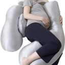 Pregnancy Pillows for Side Sleeping - Adjustable Belly & Back Support Pillow,H Shaped Full Body Maternity Pillow with Cooling Removable Cover, for Pregnant Women and Adults(Grey)