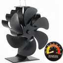 JossaColar Wood Stove Fan Heat Powered Fireplace Fan Non Electric, Thermal Fan for Wood Burning Stove/Log Burner, w/Stove Accessories Thermometer