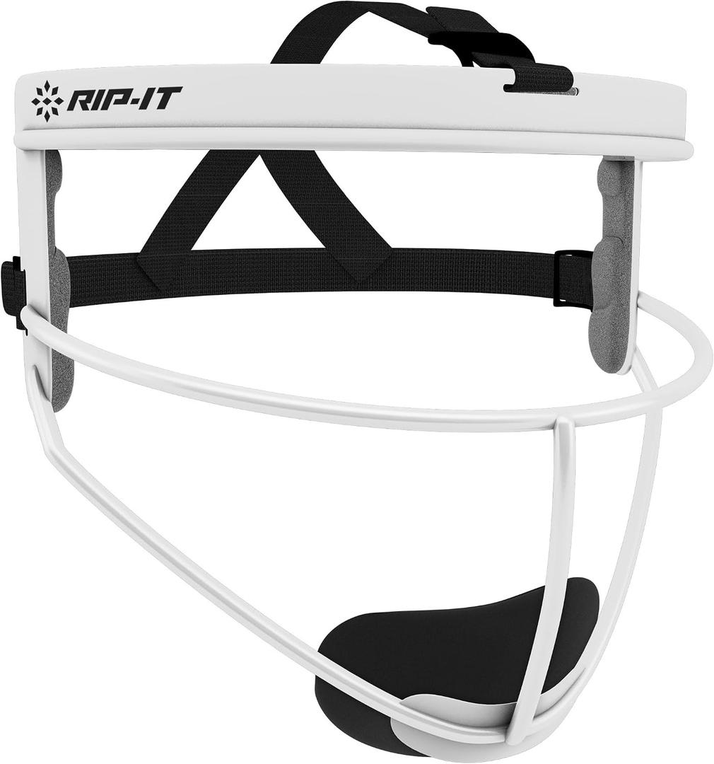 RIP-IT Original Defense Softball Face Mask, Lightweight, Protective Fielder's Softball Face Shield with Ponytail Strap & Soft Foam Padding
