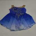 ODASDO Girl Ice Figure Skating Dress Ballett Dance Leotards Gymnastics Sequin Flower Gradient Chiffon Skirt for Competition M