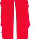 Jumppmile Women's Ruffle Sheer Mesh Swimwear Bikini Cover Up Pants See Through (Large, Red)