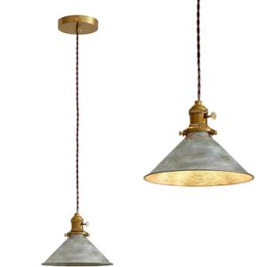 Kitchen Island Pendant Lights 8.2 Inch Industrial Silver Lampshade Farmhouse Pendant Lights Kitchen Island 6.5Ft Adjustable Hanging Kitchen Lights for Living Room and Dininig Room