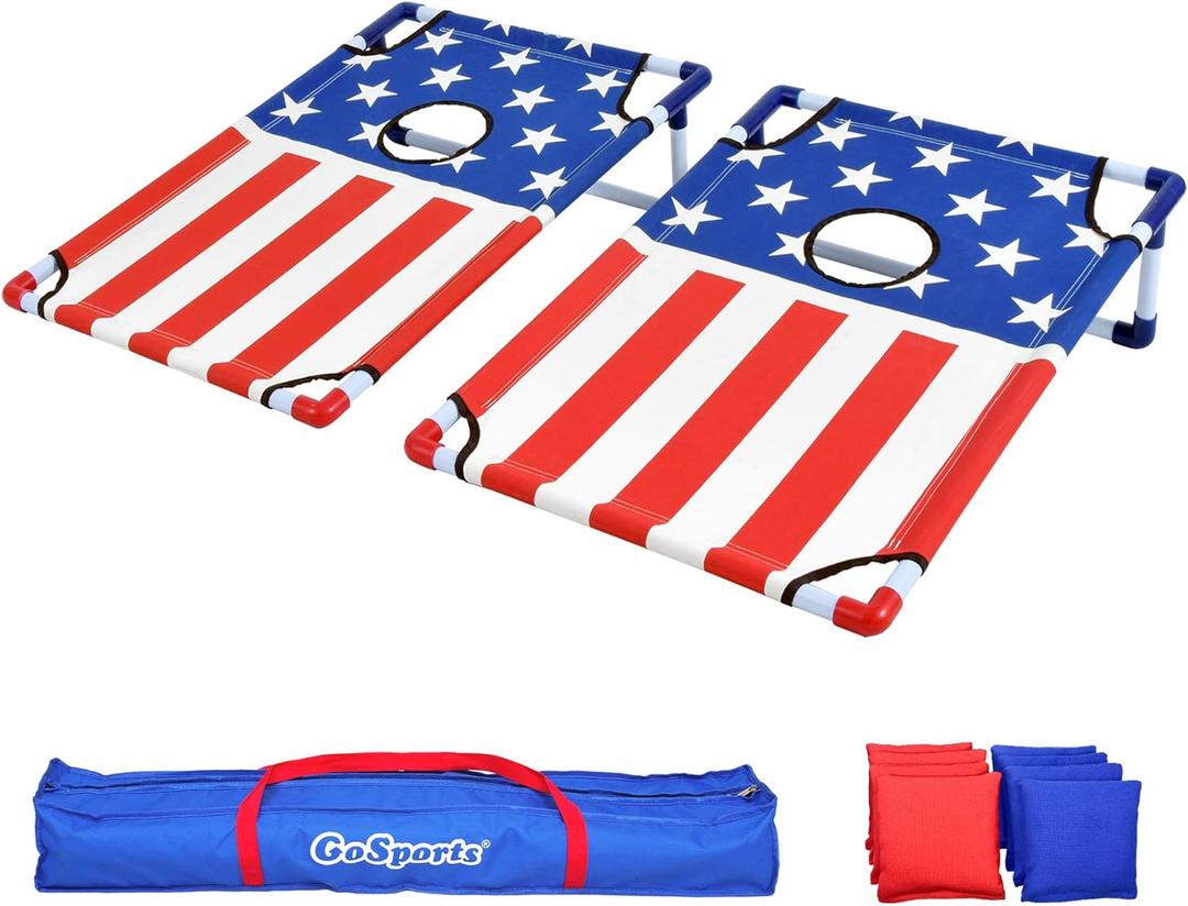 GoSports Portable Cornhole Game Sets  Premium Outdoor Lawn or Beach Toss Game for Kids and Adults