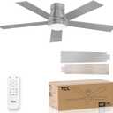 TCL 52" Silver Ceiling Fan with Light and Remote, Modern LED 3-Color, Quiet Motor for Bedroom, Living Room, Dining Room, Ceiling Fans with Lights (Silver)