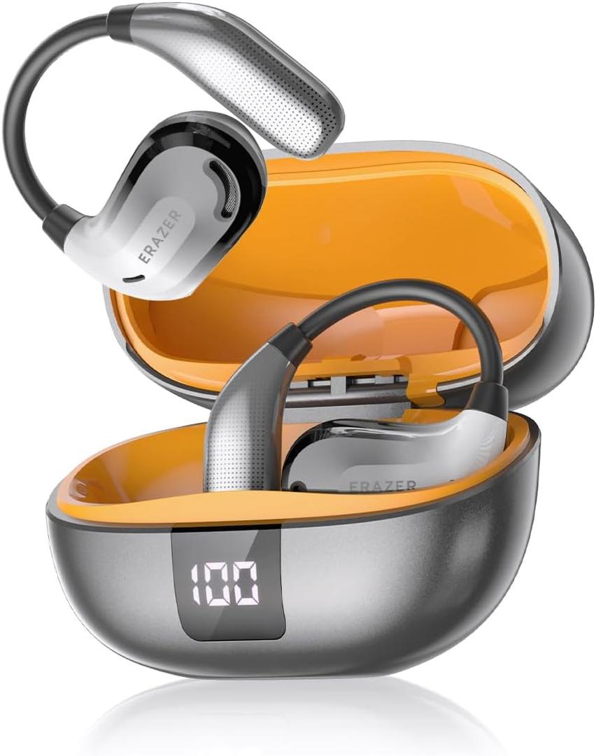 ERAZER XT66PRO AI Translation Earbuds Real Time OWS Wireless Bluetooth Earphones 135 Language Translator Earbuds Open Ear translating Headphones for Travel Business Learning Silver