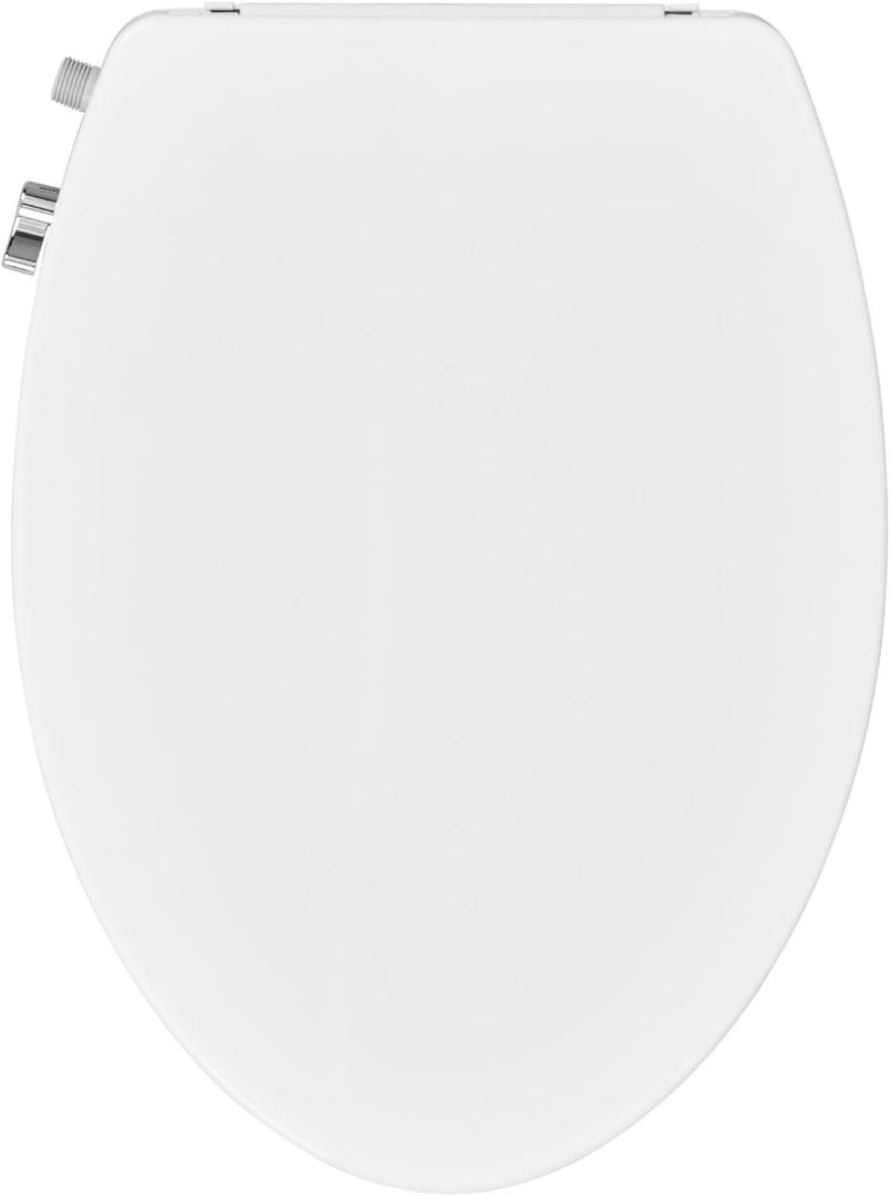 Elongated Bidet Toilet Seat, Non-Electric Bidet Mode with Dual Nozzles for Frontal & Rear Wash, Self-Cleaning Wand, Quiet Close, Easy Installation with Complete Accessories, White