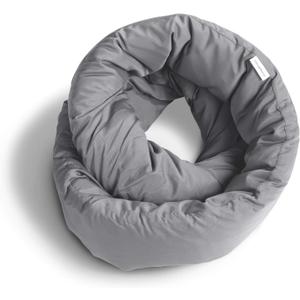 Huzi Infinity Pillow - Home Travel Soft Neck Scarf Support Sleep (Grey), Unfolded: 40 x 7