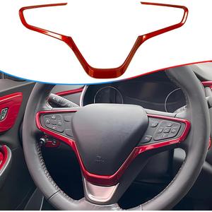 MUXEE Steering Wheel Buttons Frame Stickers Cover Trim for Chevrolet Malibu 2016 2017 2018 2019 2020 2021 2022 2023 2024 - ABS Wine red Sport Interior Accessories