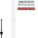 Qikdesign Vinyl PVC Real Estate Sign Post 6' Tall (Connected type), White Realtor Yard Sign Post with Flat Cap for Open House, 36" Arm Holds Up to 24" Sign