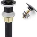 Bathroom Sink Drain,Drain Stopper Bathroom Sink Without Overflow,Pop Up Drain Assembly with Detachable Strainer Basket,Built-in Anti-Clogging Strainer,Stainless Steel Mattle Black