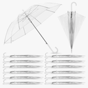 14 Pack Clear Wedding Umbrellas Bulk Transparent Auto Open Stick Umbrellas Windproof Waterproof Large Canopy Umbrella with White J Hook Handle for Wedding Bride Groom Photography Golf Outdoor