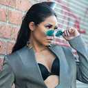 zeroUV Tropical Palm Leaf Shape Cut-Out Rimless Color Tinted Leaves Sunglasses (Gold / Red)