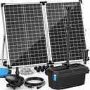 Antfraer 70W Solar Pond Pump with Filter Kit, 27FT Cord Foldable Monocrystalline Solar Panel, 3-Stage Pond Filter for Outdoor Ponds, Koi Ponds, Waterfalls & DIY Water Features