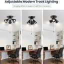 3 Light Track Lighting Fixtures Ceiling with Pull Chain On/Off, Black Kitchen Track Light Adjustable Directional Ceiling Spotlight, Gu10 Pull Chain Light for Kitchen Sink Hallway, No Bulb