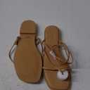 Womens Flats Sandals Square Toe Strappy Ankle Strap Flats (7, Nude)
