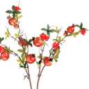 Forlaoers Realistic 2pcs Red Berries Pomegranate Fruit Fake Branches Fall Stems with Artificial Flowers for Decoration Home Bedroom Decor Vase Tall Table Christmas Floral Arrangements Centerpiece