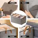 AARAINBOW Closet Clothes Organizer Bins 4 Pc, Fabric Box Storage Shelf Bins Stackable, Foldable Closet Shelf Storage Container with Lid, Fabric Storage Bin with Steel Frame, 23L (4 Gray with Lid)