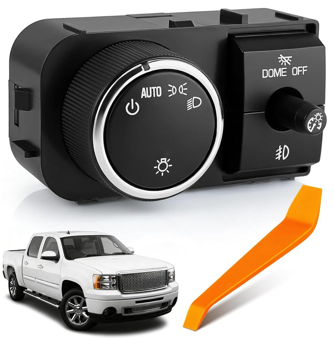Headlight Switch Compatible with Chevy Avalanche Silverado Suburban Tahoe (2007-2014),with GMC Sierra 1500 2500 3500 HD/Yukon XL, Fog Light Dome Headlamp Switch Replaces 25858705, 15096895