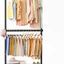 Double Rod Clothes Rack, 35" Wide Hanging Rack for Clothes, Portable Clothing Racks for Hanging Clothes, Rolling Garment Racks with Wheels for Bedroom Closet, Black