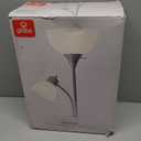 Globe Electric 67134 72" Torchiere Floor Lamp and Adjustable Reading Light, Silver, Frosted Shade, Dual Rotary Switch, 3-Step Dimming, Modern Lighting for Living Room or Office, Timeless