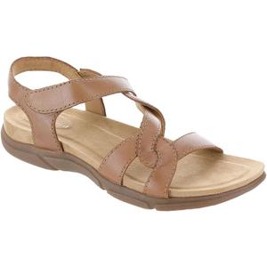 Easy Spirit Womens Minny Criss-Cross Front Leather Slingback Sandals (8.5, Brown)