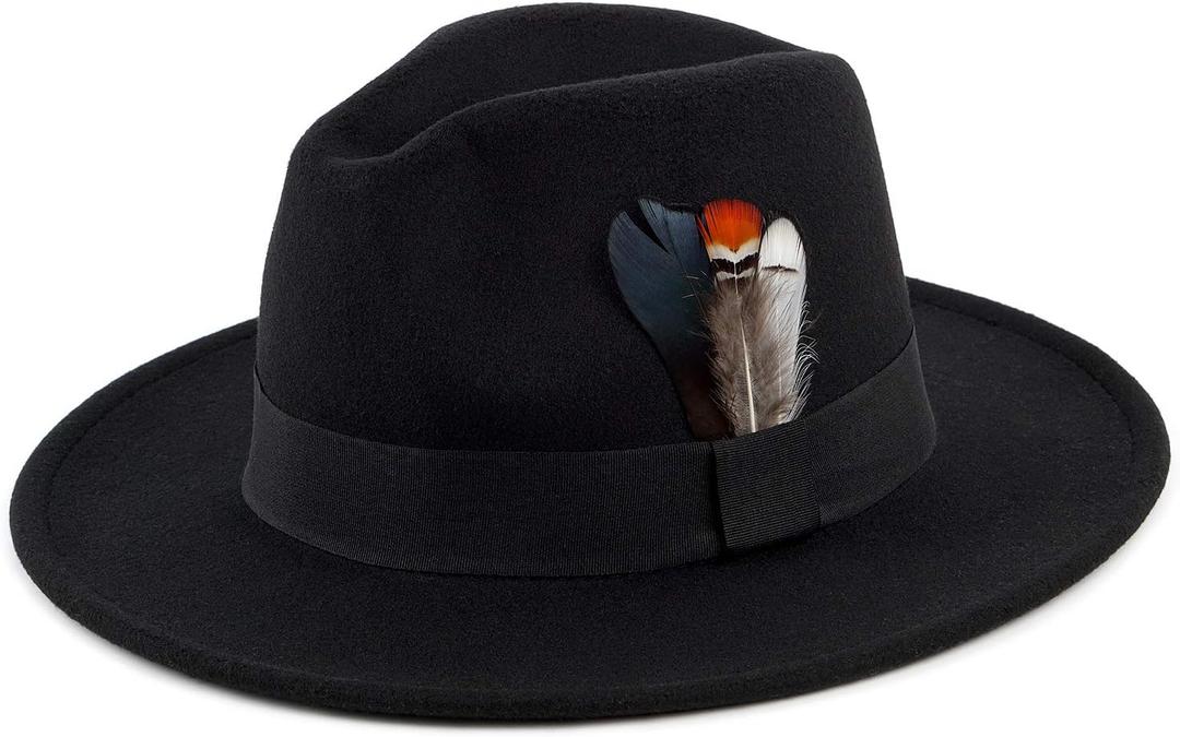 Classic Fedora Hats for Men & Women Wide Brim Felt Hat Panama Dress Fedora Hat