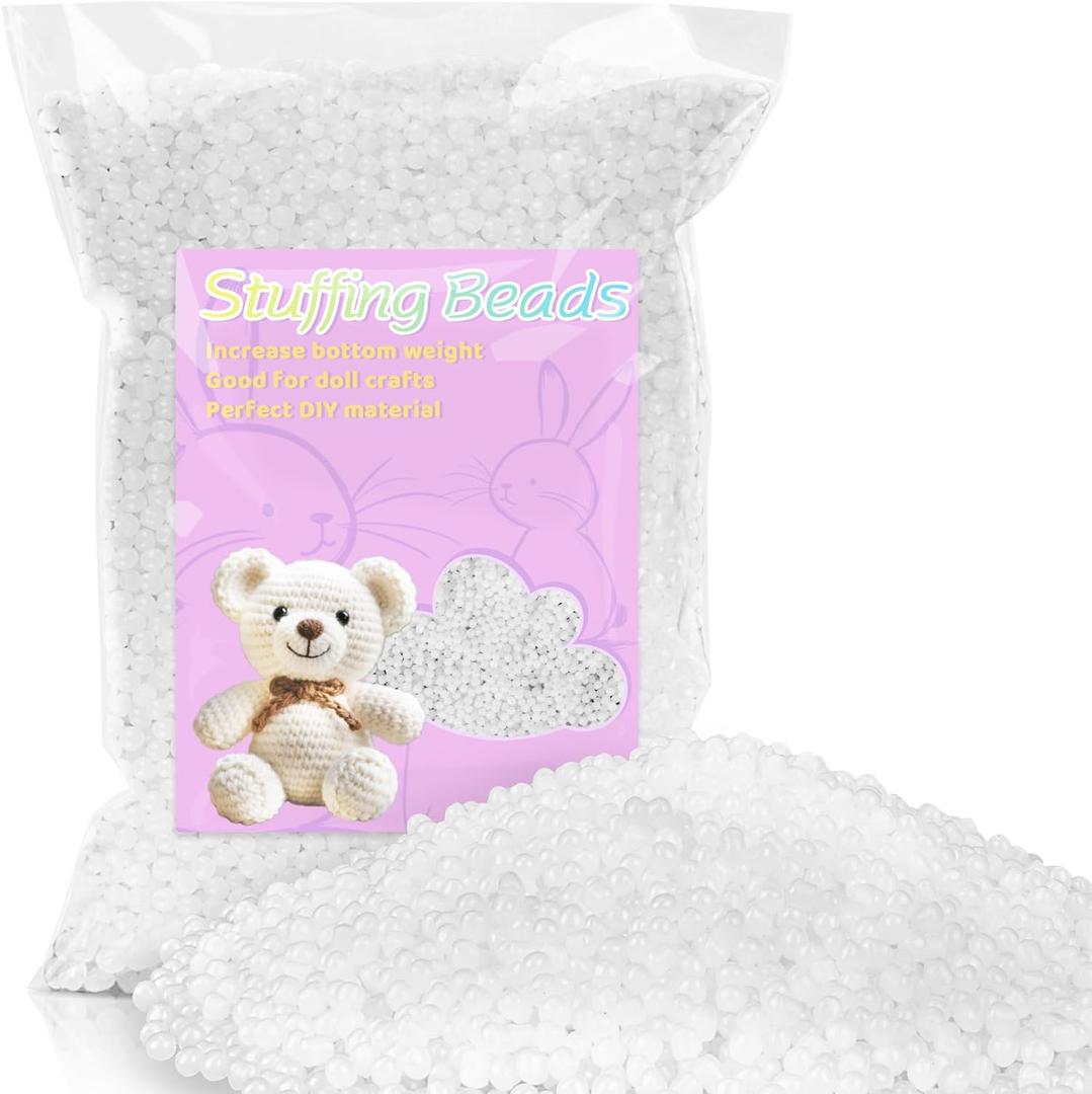 RAINFLOW 420g/14.8oz Plastic Stuffing Beads - Plastic Weighted Stuffed Beads Poly Pellets,Polyethylene Filler Beads, Plastic Beads Weighted Stuffed Animals,Filling Pillow,Bean Bags,Knitted Doll,Crafts