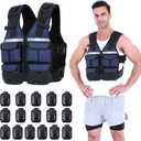 Sportneer Adjustable Weighted Vest Weights: 2-42 lbs Washable Weight Vest for Walking 16 In 1 Fast Adjust Rucking Vest for Women and Men Home Gym Running Jogging Strength Training Vests