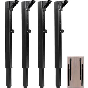 Folding Adjustable Square Table Legs 4 PCS, Adjustable Height 25- 34 DIY Desk Legs, Foldable Furniture Legs Set for Outdoor Camper, RV, Coffee Dinner Table, Tabletops, Kitchen