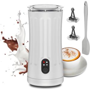 Ovetedot Milk Frother, 4-in-1 Electric Milk Frother and Steamer, Automatic Hot and Cold Foam Maker and Milk Warmer for Coffee, Latte, Cappuccino, Macchiato, Hot Chocolate(Pearl White)