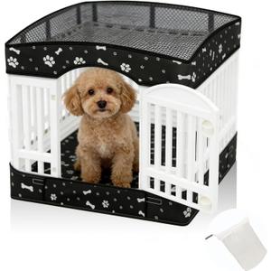 Dog Playpens Cover and Bottom Mat Set,Playpen Not Included, Non-Slip Dog Crate Covers 36 Inch, Dog Playpen Bottom Pad, Washable Reusable Puppy Playpen Pad for Pet PlayPen, Dog Kennel Covers 36 Inch