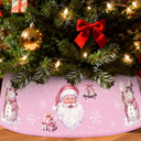 Motionchic Christmas Tree Collar 30'' Pink Santa Claus Christmas Tree Skirt Stand Base Cover Xmas Base Collar Ring Xmas Decoration Stand Skirt for 6 ft - 12 ft Foldable Holiday Winter Party Decor
