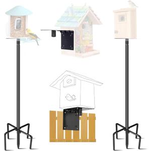 Bird Feeder House for Outdoor, 2 Pack 109 Inch Bird Feeder Pole for Outside Heavy Duty, Adjustable Feeder Stand for Smart Wild Birds Watching