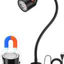 Magnetic Work Light, LED Machine Light with Flexible Gooseneck and Magnetic Base, Shop Tool Lamp for Lathe, Work Bench, Sewing Machine, Grill, Industrial Lighting Black