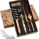 Hethrone Feather Pen and Ink Set - Quill Pens Calligraphy Pen Set Fountain Dip Pen